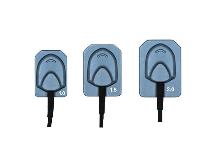 Different sizes of digital dental X-ray sensors used for intraoral dental imaging